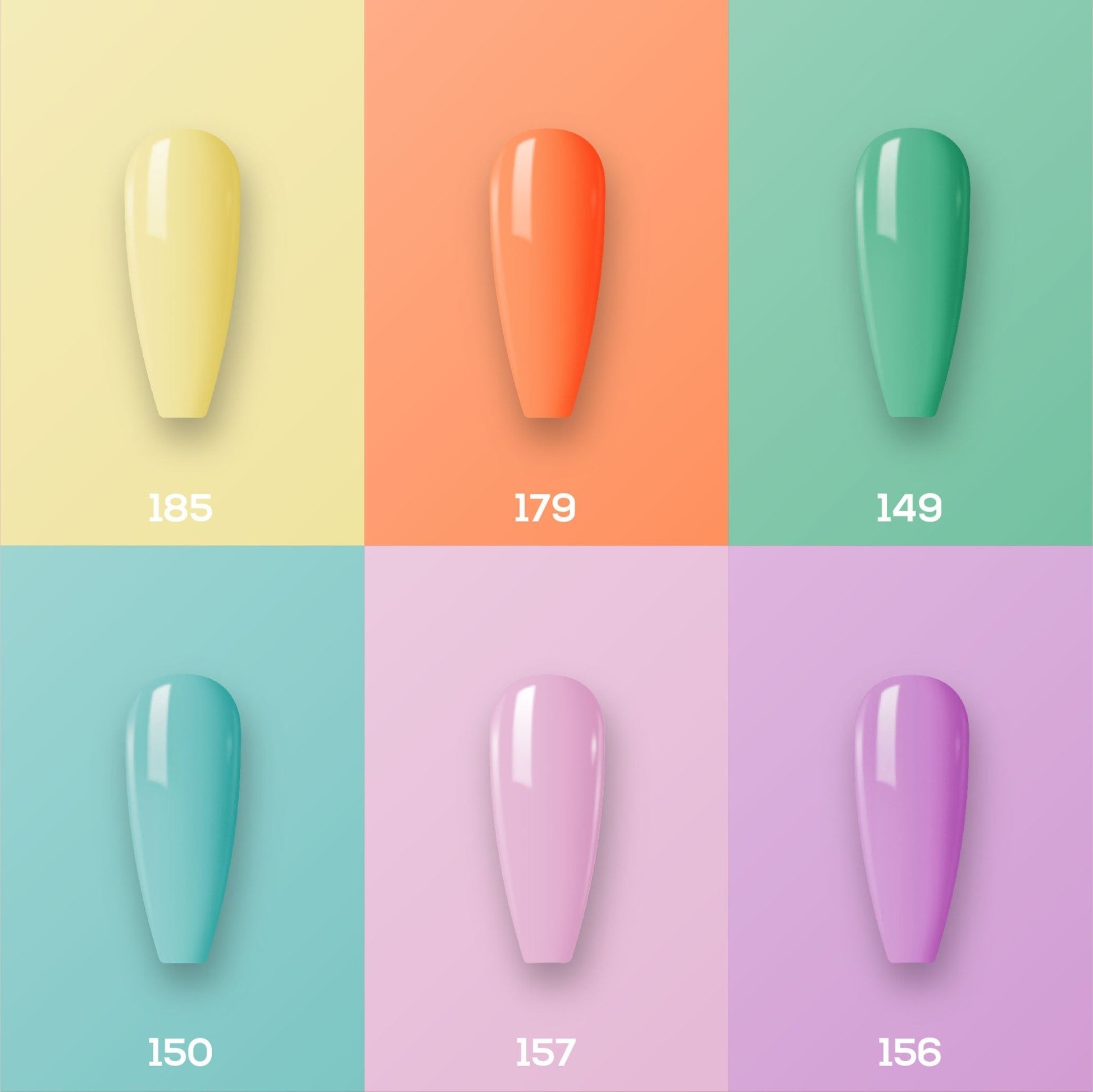 Lavis Nail Lacquer Summer Set N7 (6 colors): 185, 179, 149, 150, 157, 156 - DTK Nail Supply