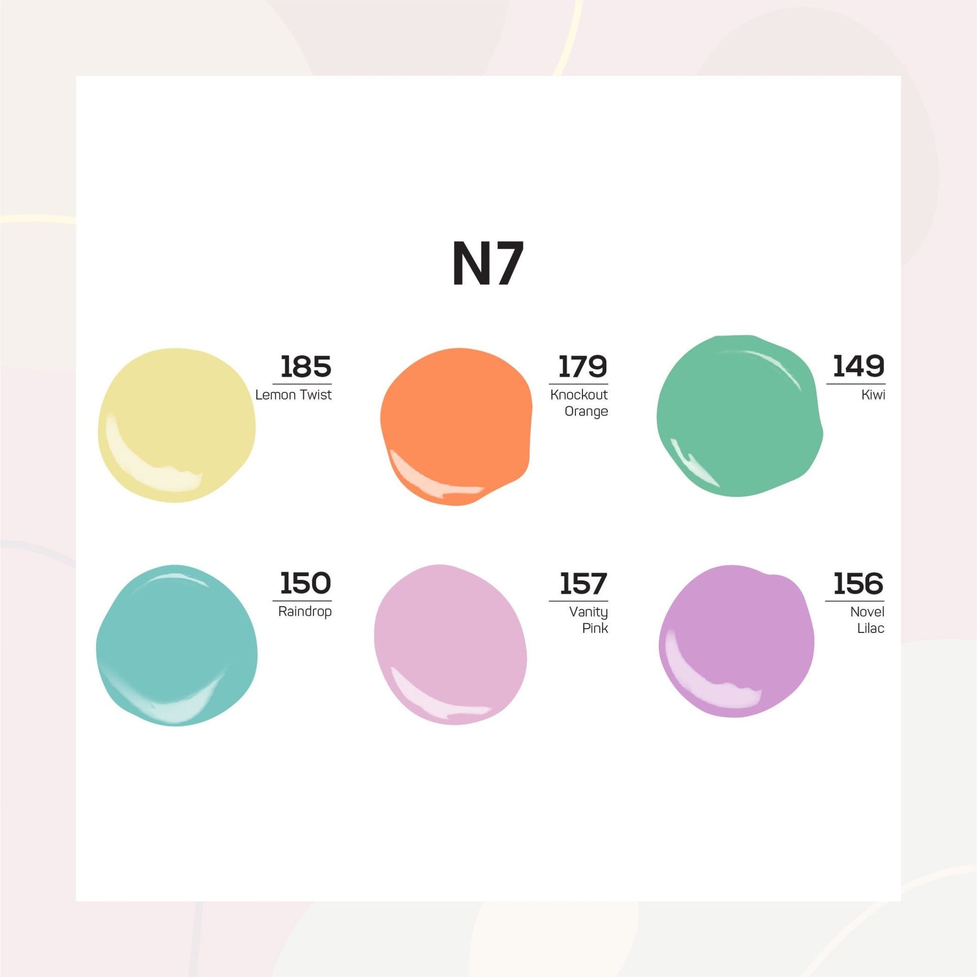 Lavis Nail Lacquer Summer Set N7 (6 colors): 185, 179, 149, 150, 157, 156 - DTK Nail Supply