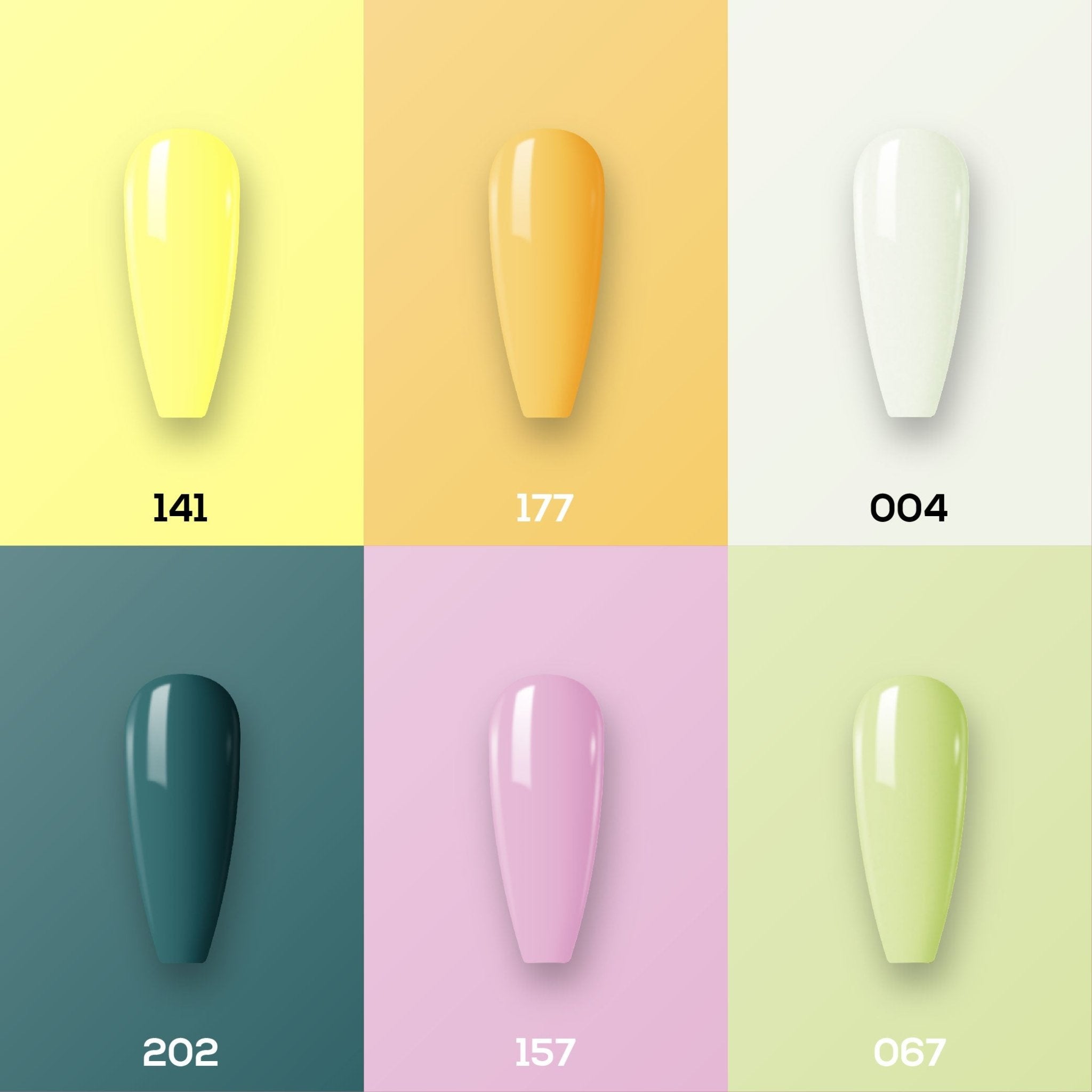 Lavis Nail Lacquer Summer Set N8 (6 colors): 141, 177, 004, 202, 157, 067 - DTK Nail Supply