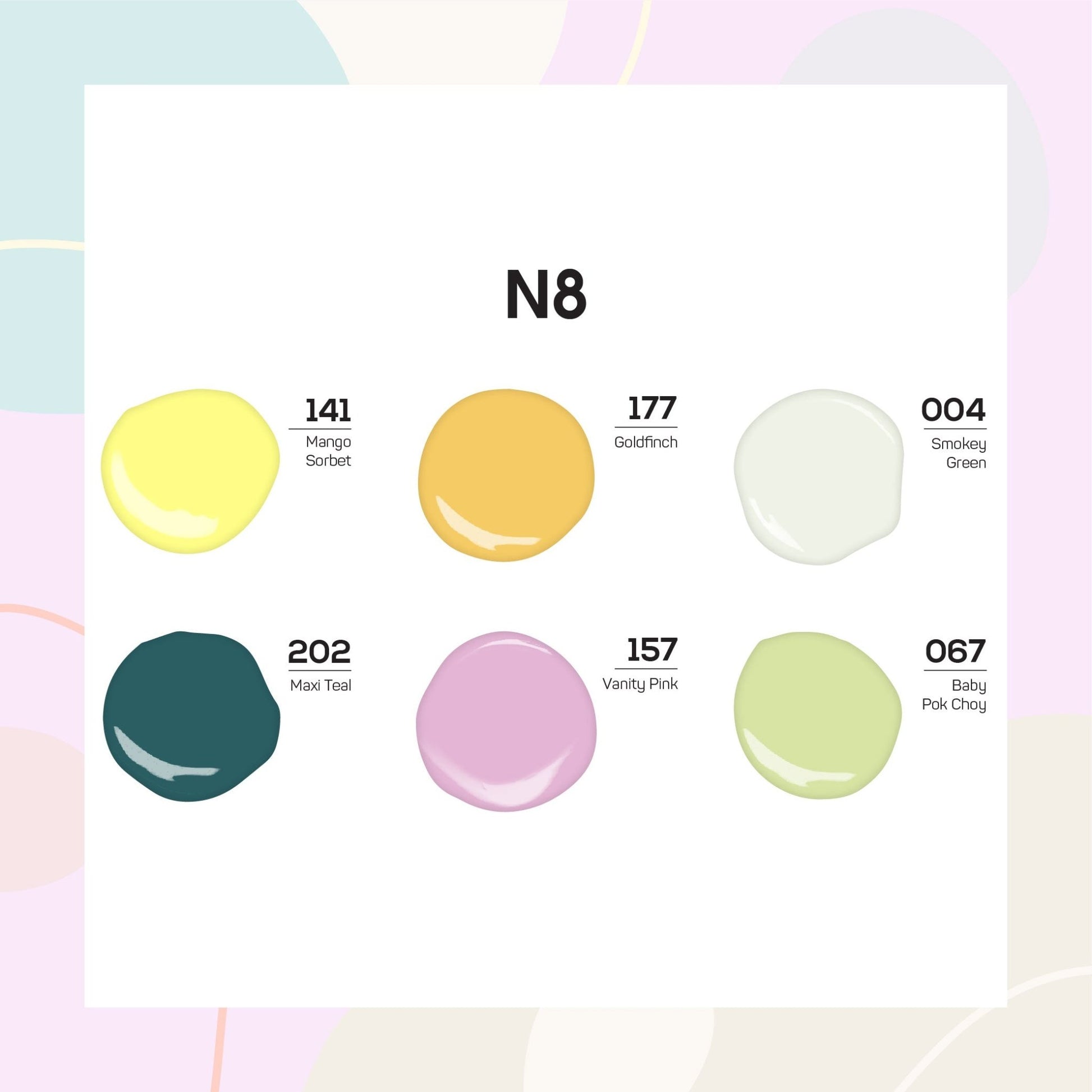 Lavis Nail Lacquer Summer Set N8 (6 colors): 141, 177, 004, 202, 157, 067 - DTK Nail Supply