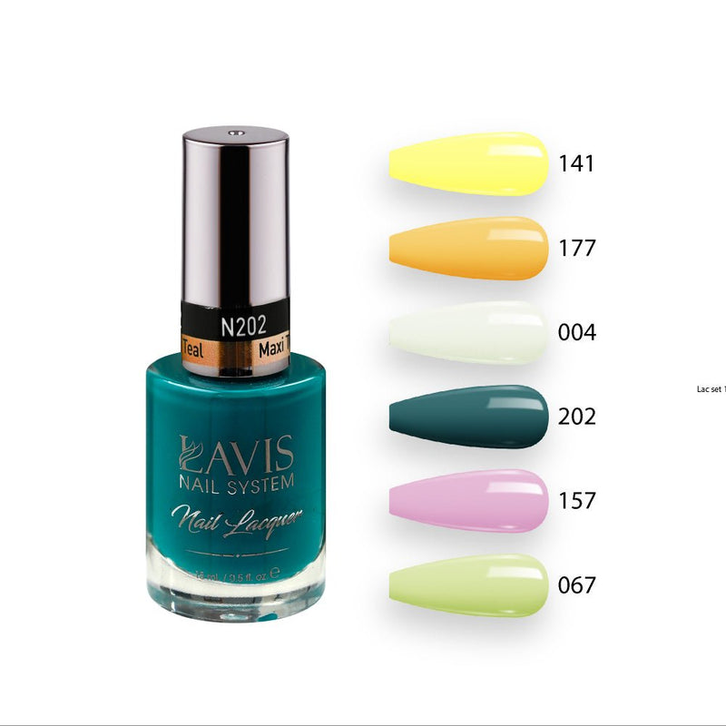 Lavis Nail Lacquer Summer Set N8 (6 colors): 141, 177, 004, 202, 157, 067 - DTK Nail Supply