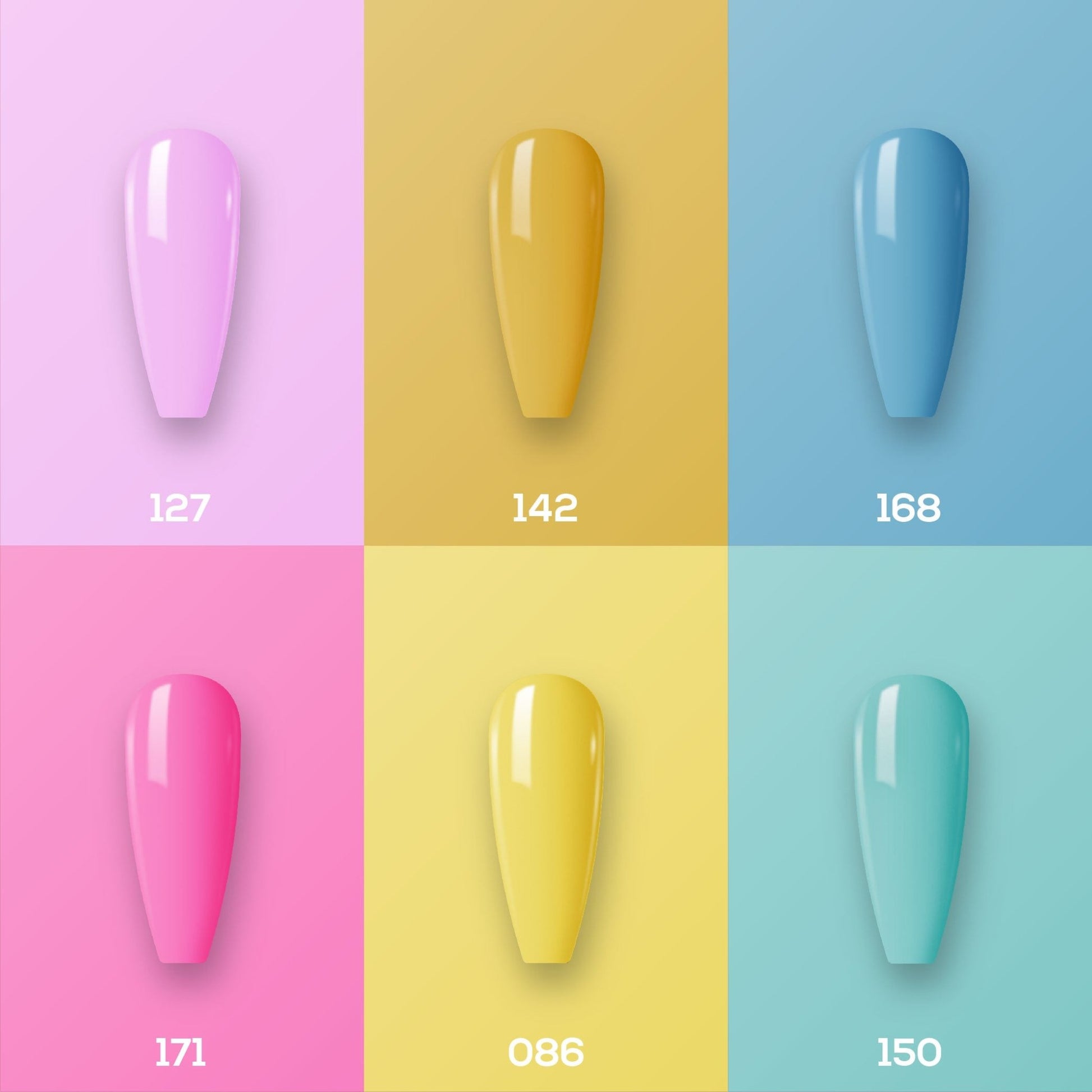 Lavis Nail Lacquer Summer Set N9 (6 colors): 127, 142, 168, 171, 086, 150 - DTK Nail Supply