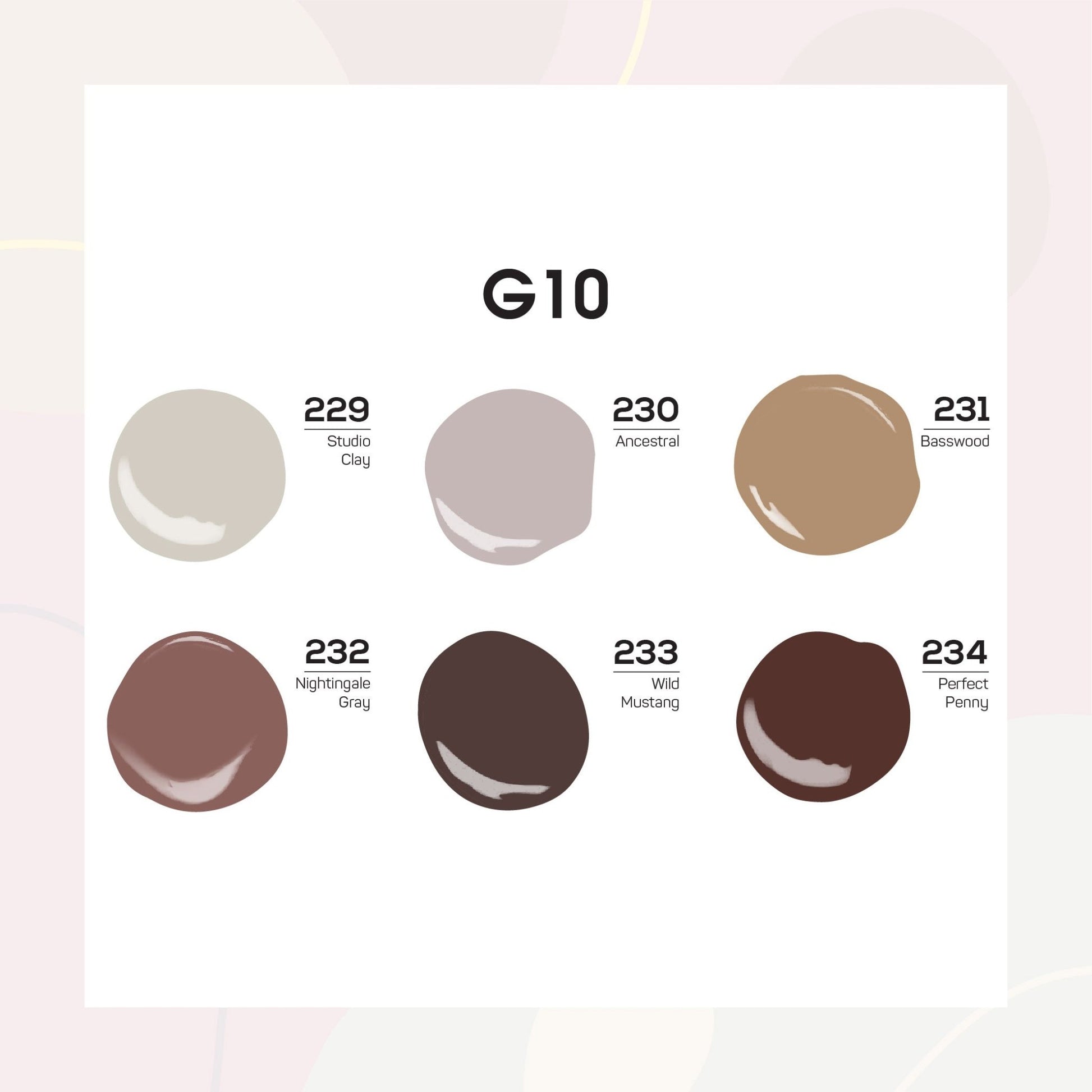 Lavis Nude Pastel 2022 Collection Gel Set 10: 6 Gel Polishes, 1 Base Gel, 1 Top Gel, 1 Protein Bond & Primer - 229; 230; 231; 232; 233; 234 - DTK Nail Supply