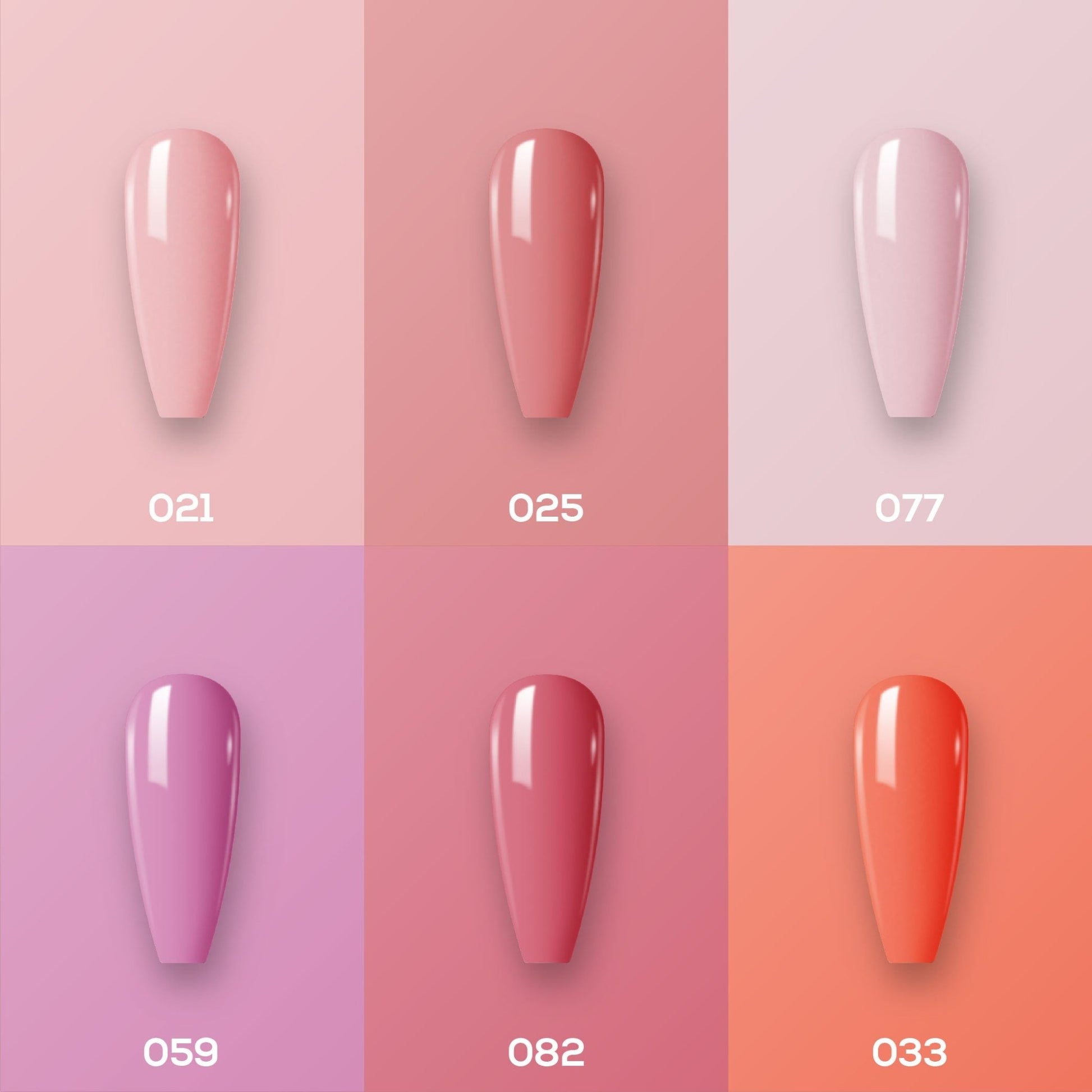 Lavis Nude Pastel 2022 Collection Gel Set 6: 6 Gel Polishes, 1 Base Gel, 1 Top Gel, 1 Protein Bond & Primer - 021; 025; 077; 059; 082; 033 - DTK Nail Supply