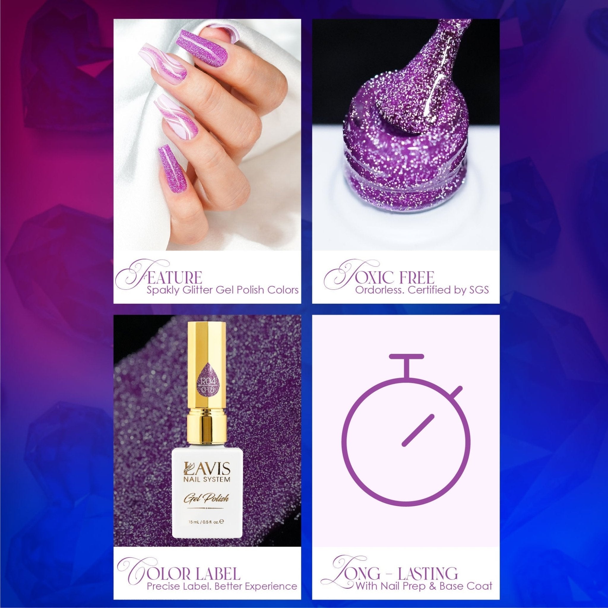 LAVIS Reflective R05 - 33 - Gel Polish 0.5 oz - Glow With The Flow Reflective Collection - DTK Nail Supply