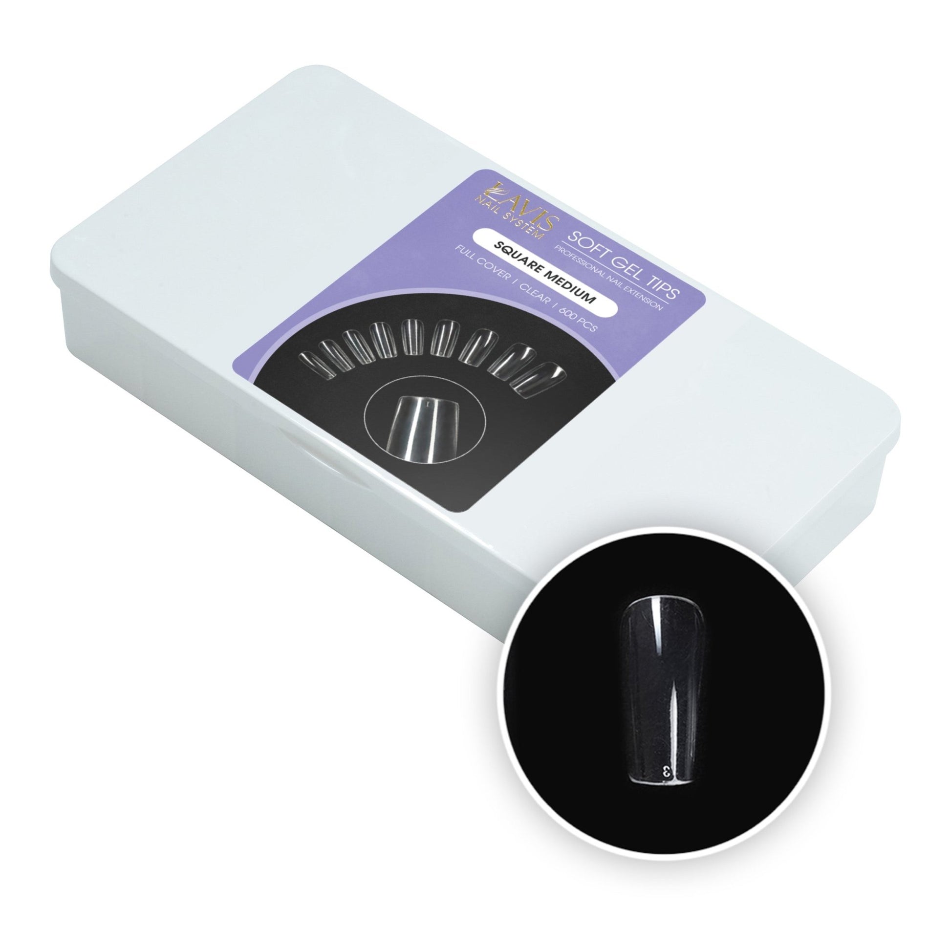 LAVIS - Square Medium Nail Tips (Full Cover) - DTK Nail Supply