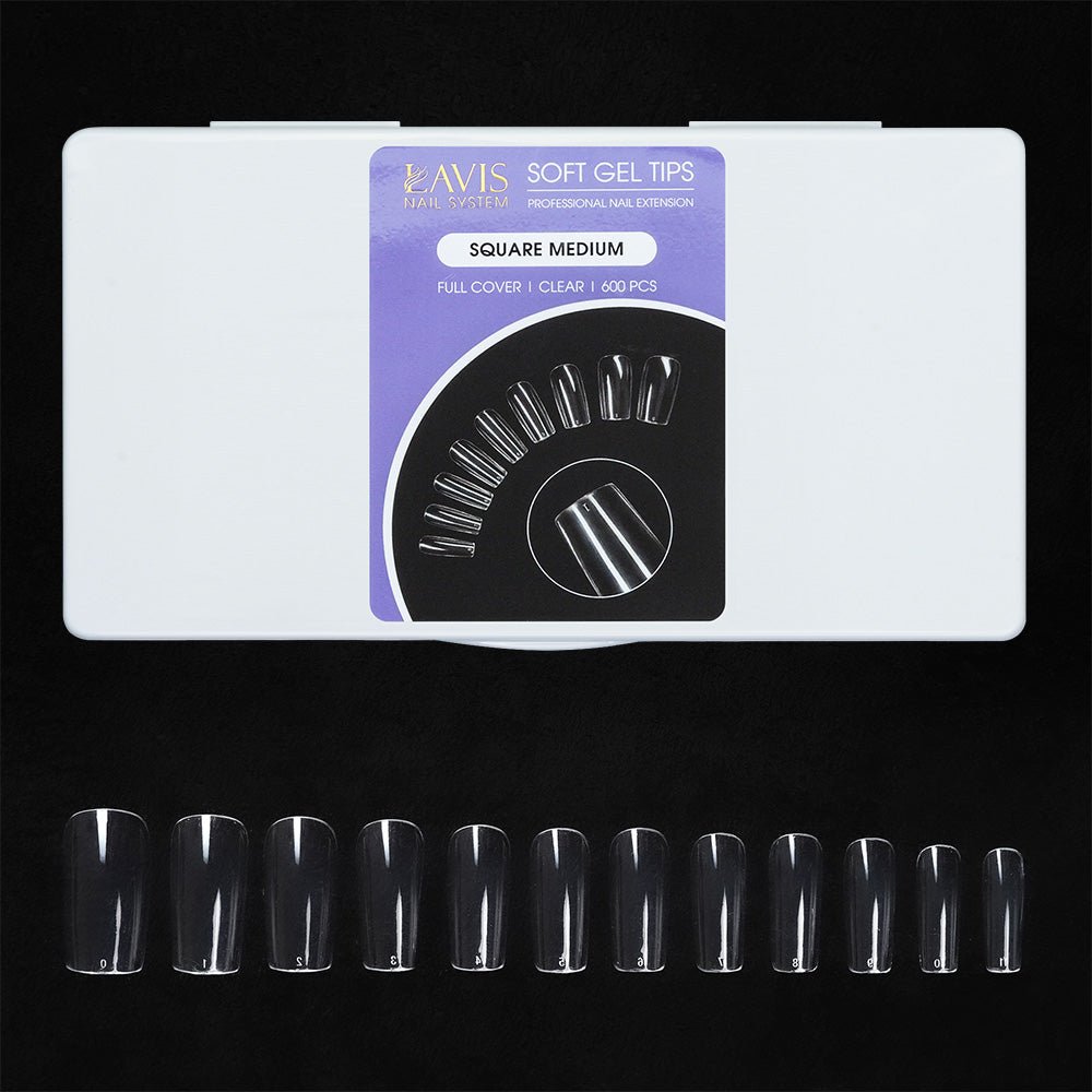 LAVIS - Square Medium Nail Tips (Full Cover) - DTK Nail Supply