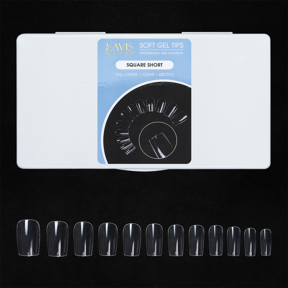 LAVIS - Square Short Nail Tips (Full Cover) - DTK Nail Supply