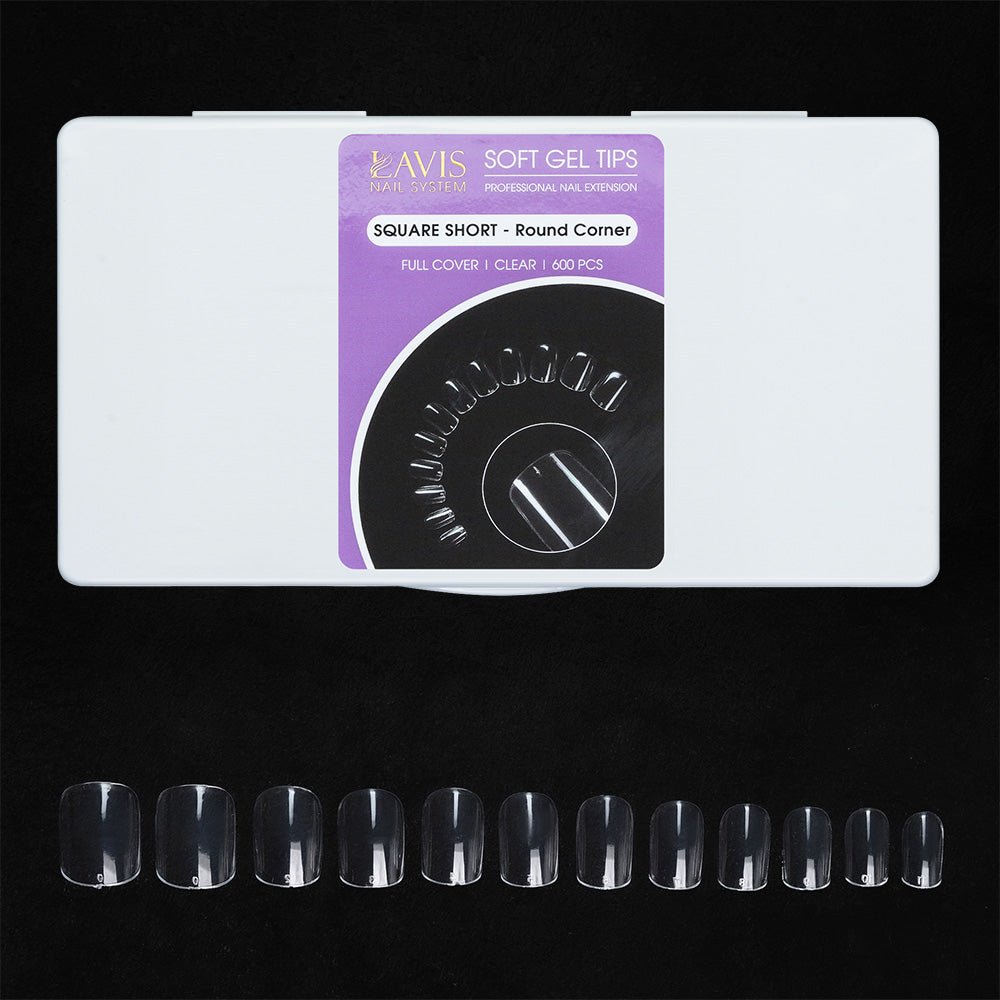 LAVIS - Square Short Round Corner Nail Tips (Full Cover) - DTK Nail Supply