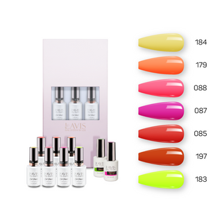  Lavis Holiday Collection: 7 Gel Polishes, 1 Base Gel, 1 Top Gel - Set 14 - 184, 179, 088, 087, 085, 197, 183 + BT by LAVIS NAILS sold by DTK Nail Supply