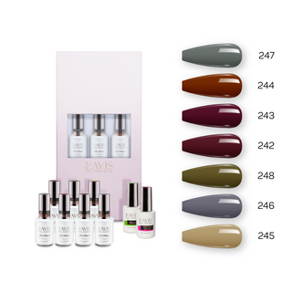  Lavis Holiday Collection: 7 Gel Polishes, 1 Base Gel, 1 Top Gel - Set 16 - 247, 244, 243, 242, 248, 246, 245 + BT by LAVIS NAILS sold by DTK Nail Supply