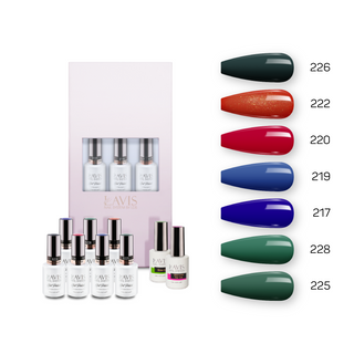  Lavis Holiday Collection: 7 Gel Polishes, 1 Base Gel, 1 Top Gel - Set 23 - 226, 222, 220, 219, 217,228, 225 + BT by LAVIS NAILS sold by DTK Nail Supply