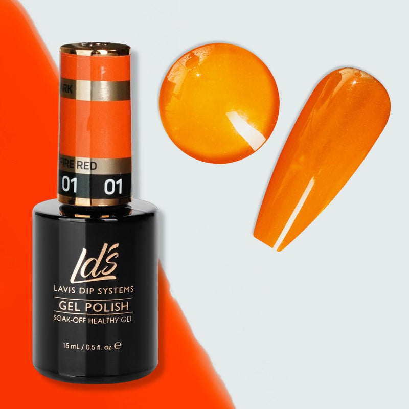 LDS 01 Fire Red - Gel Polish 0.5 oz - Glow In The Dark - DTK Nail Supply
