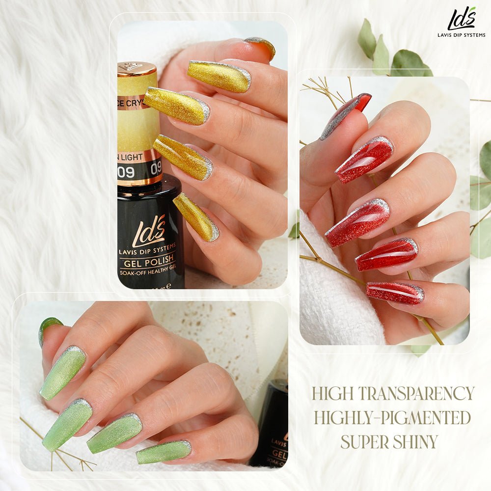 LDS 01 Golden Squartz - Gel Polish 0.5 oz - Ice Crystal Cat Eyes - DTK Nail Supply