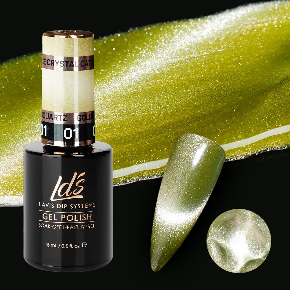 LDS 01 Golden Squartz - Gel Polish 0.5 oz - Ice Crystal Cat Eyes - DTK Nail Supply
