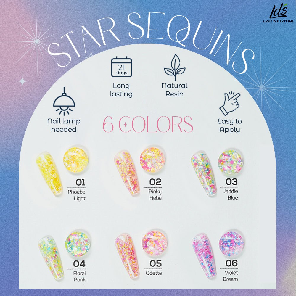 LDS 01 Phoebe Light - Gel Polish 0.5 oz - Star Sequins - DTK Nail Supply