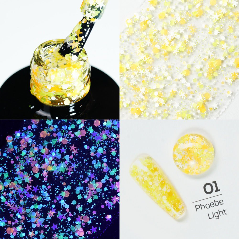 LDS 01 Phoebe Light - Gel Polish 0.5 oz - Star Sequins - DTK Nail Supply