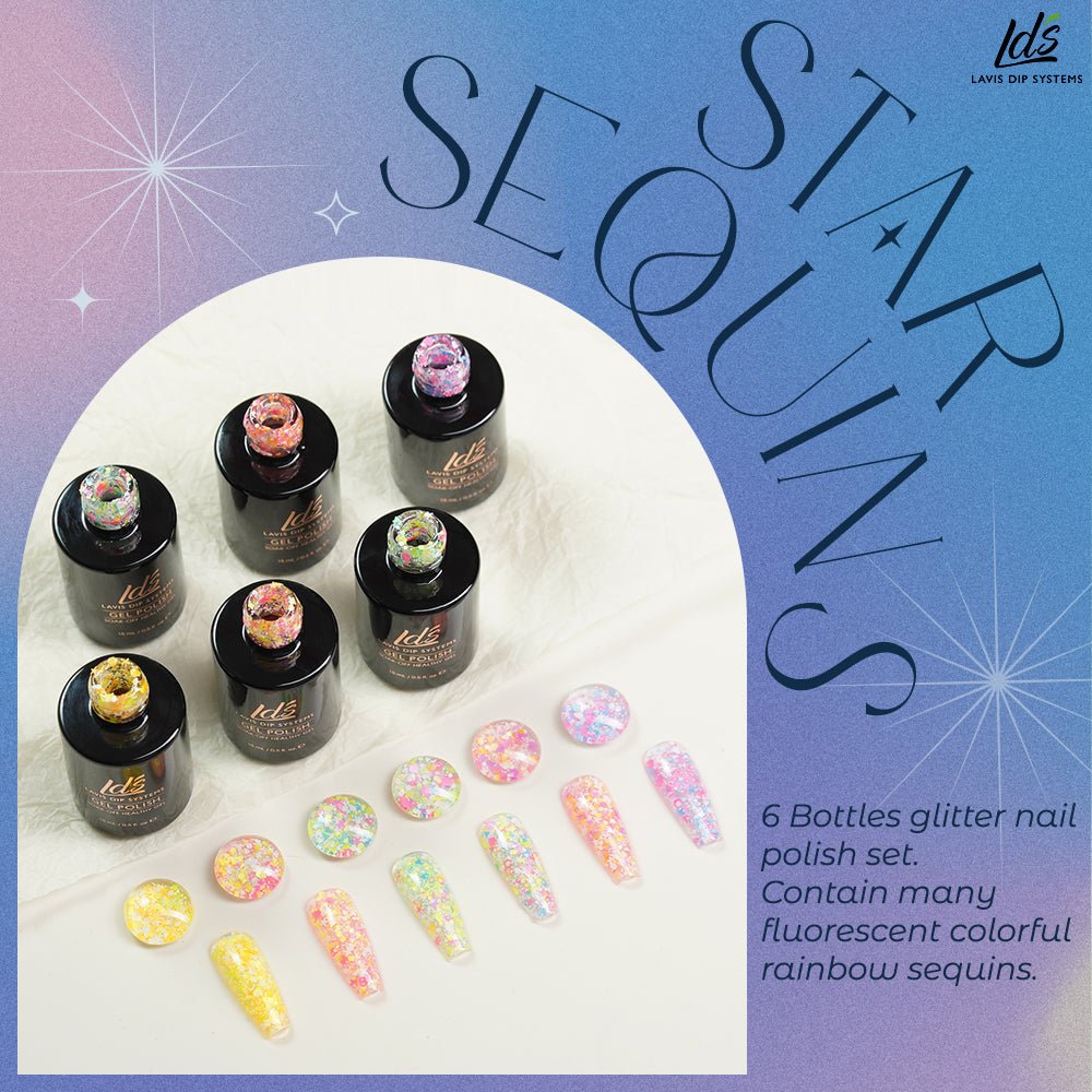 LDS 01 Phoebe Light - Gel Polish 0.5 oz - Star Sequins - DTK Nail Supply