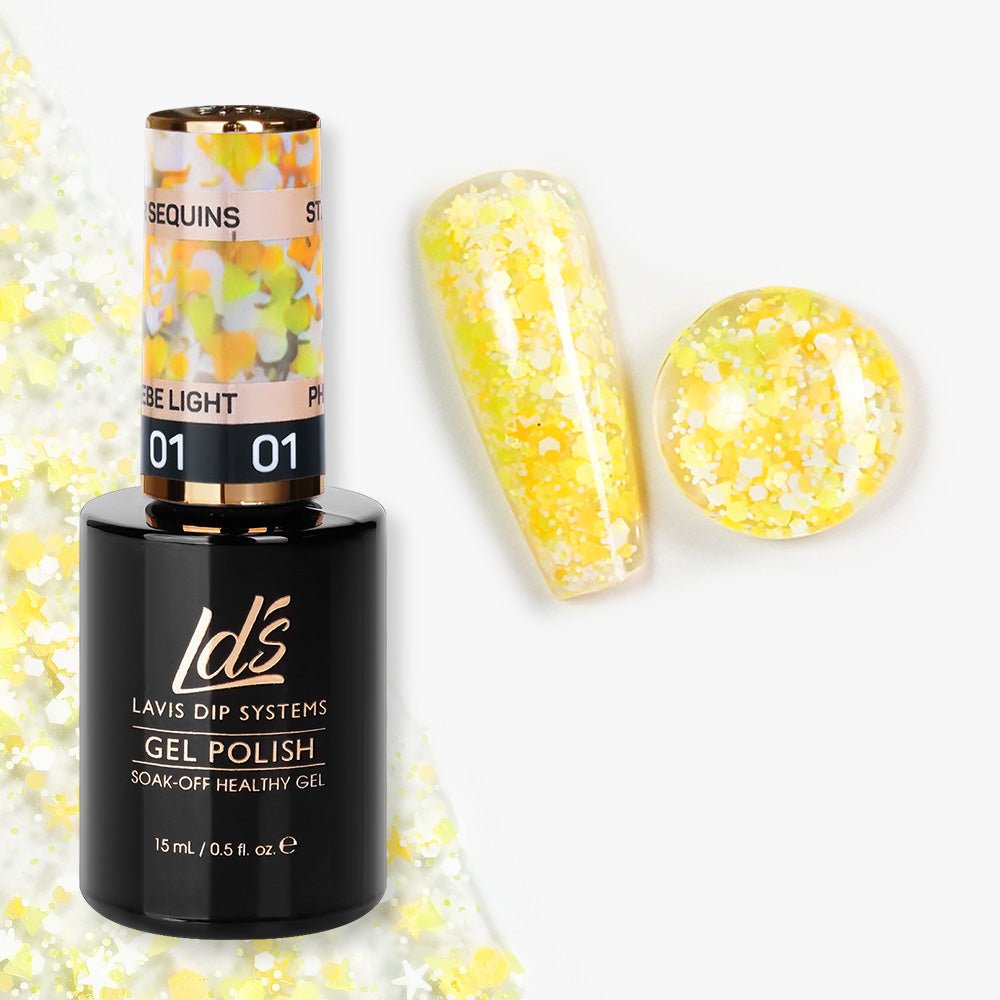 LDS 01 Phoebe Light - Gel Polish 0.5 oz - Star Sequins - DTK Nail Supply