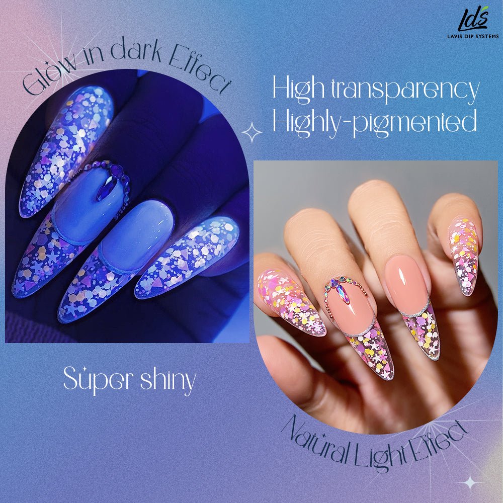 LDS 01 Phoebe Light - Gel Polish 0.5 oz - Star Sequins - DTK Nail Supply