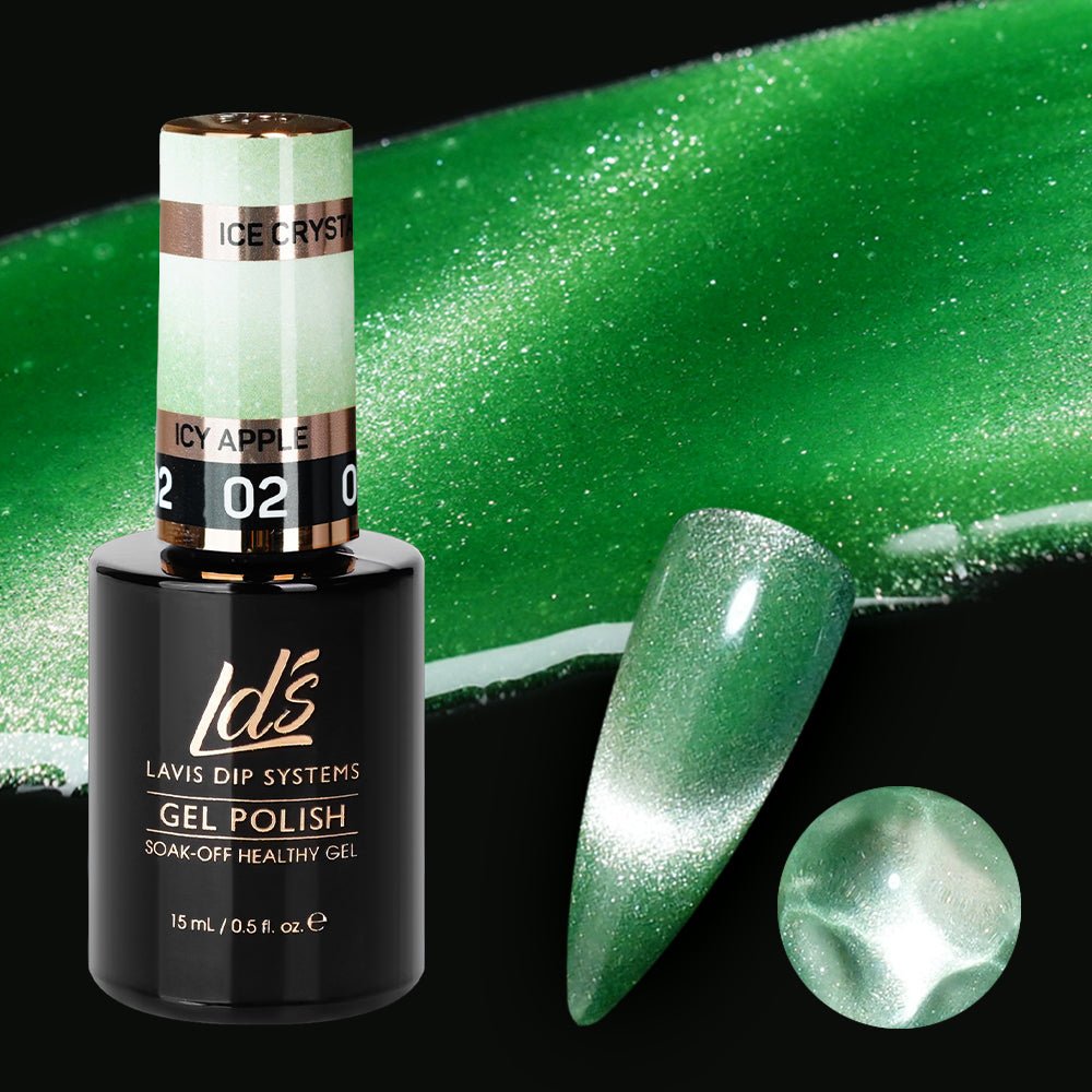 LDS 02 Icy Apple - Gel Polish 0.5 oz - Ice Crystal Cat Eyes - DTK Nail Supply