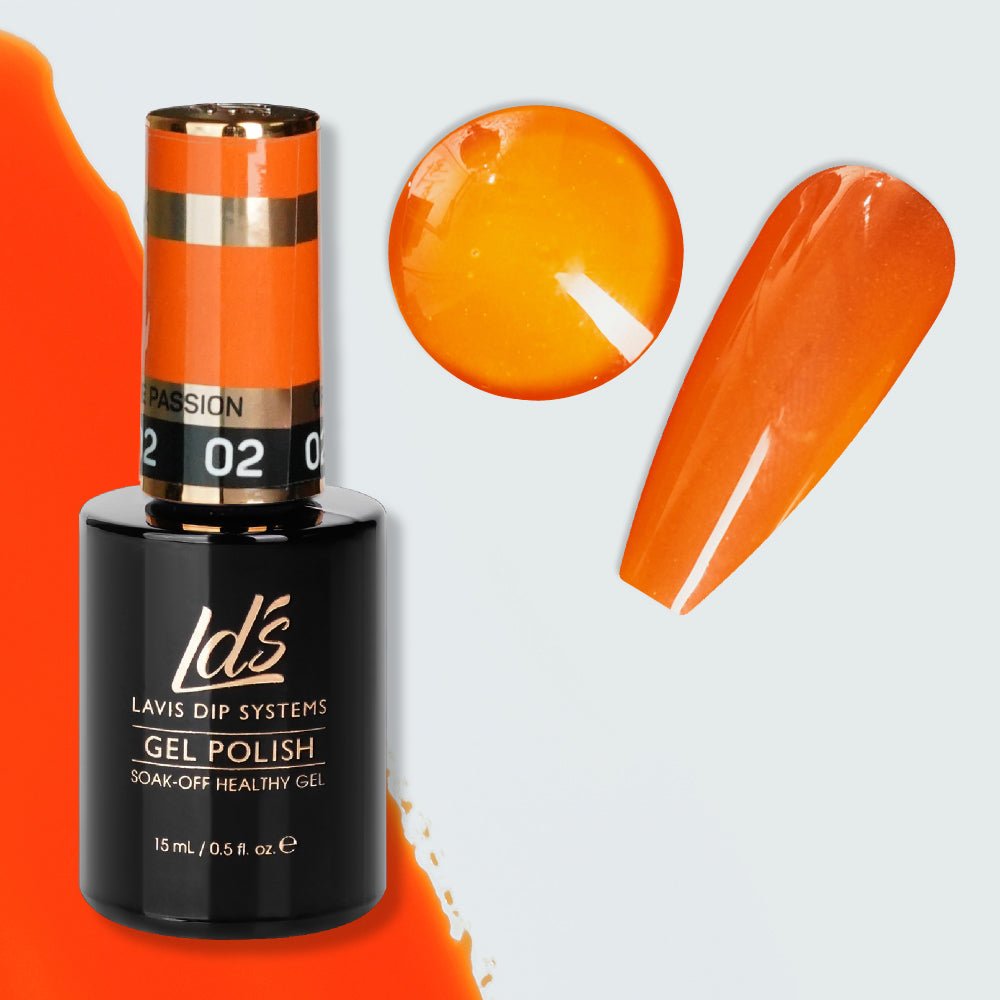 LDS 02 Orange Passion - Gel Polish 0.5 oz - Glow In The Dark - DTK Nail Supply