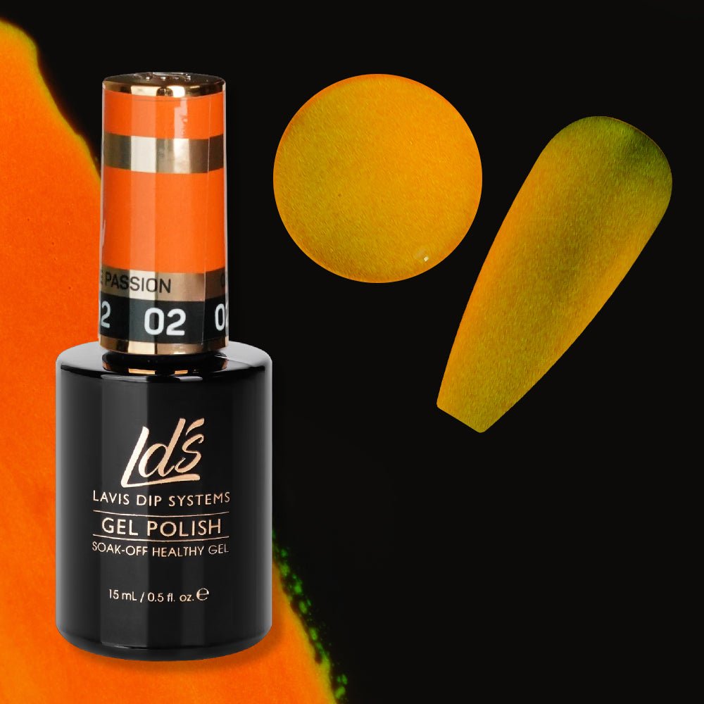 LDS 02 Orange Passion - Gel Polish 0.5 oz - Glow In The Dark - DTK Nail Supply