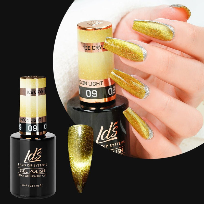 LDS 09 Moon Light - Gel Polish 0.5 oz - Ice Crystal Cat Eyes - DTK Nail Supply