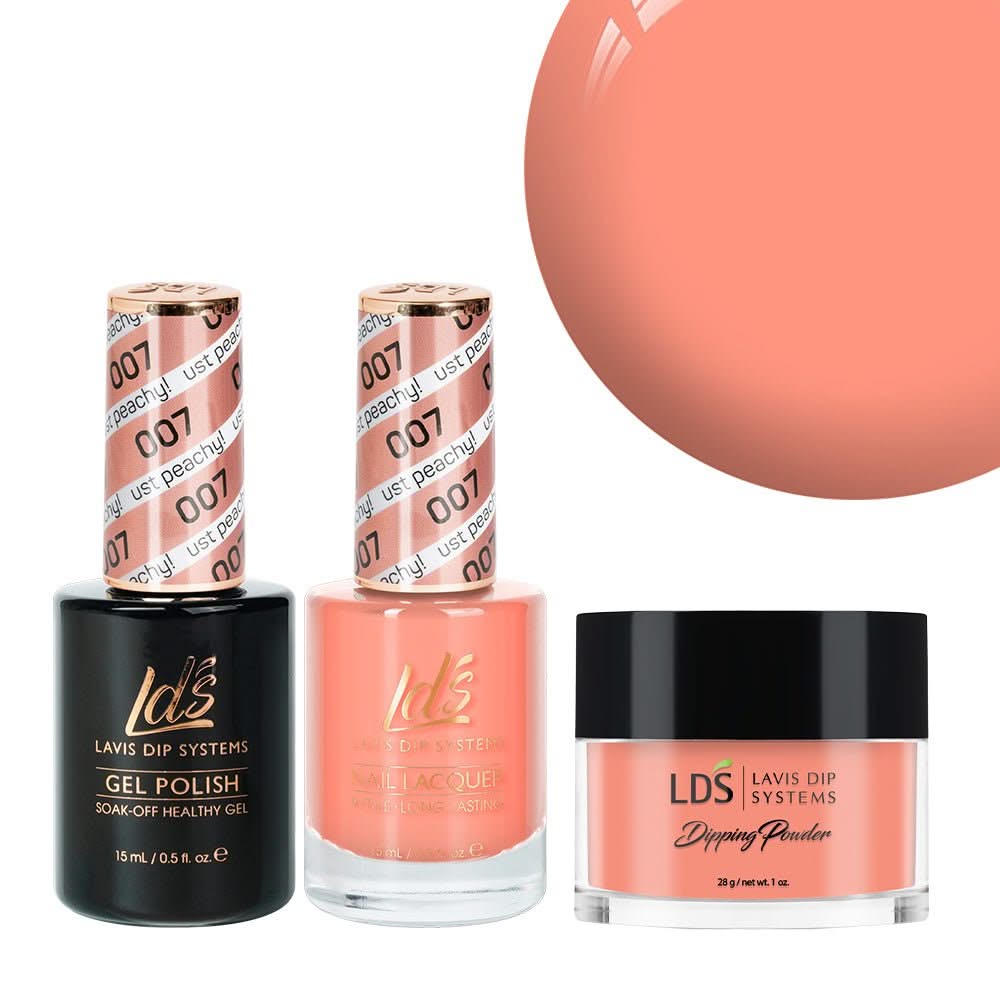 LDS 3 in 1 - 007 Just Peachy! - Dip, Gel & Lacquer Matching - DTK Nail Supply