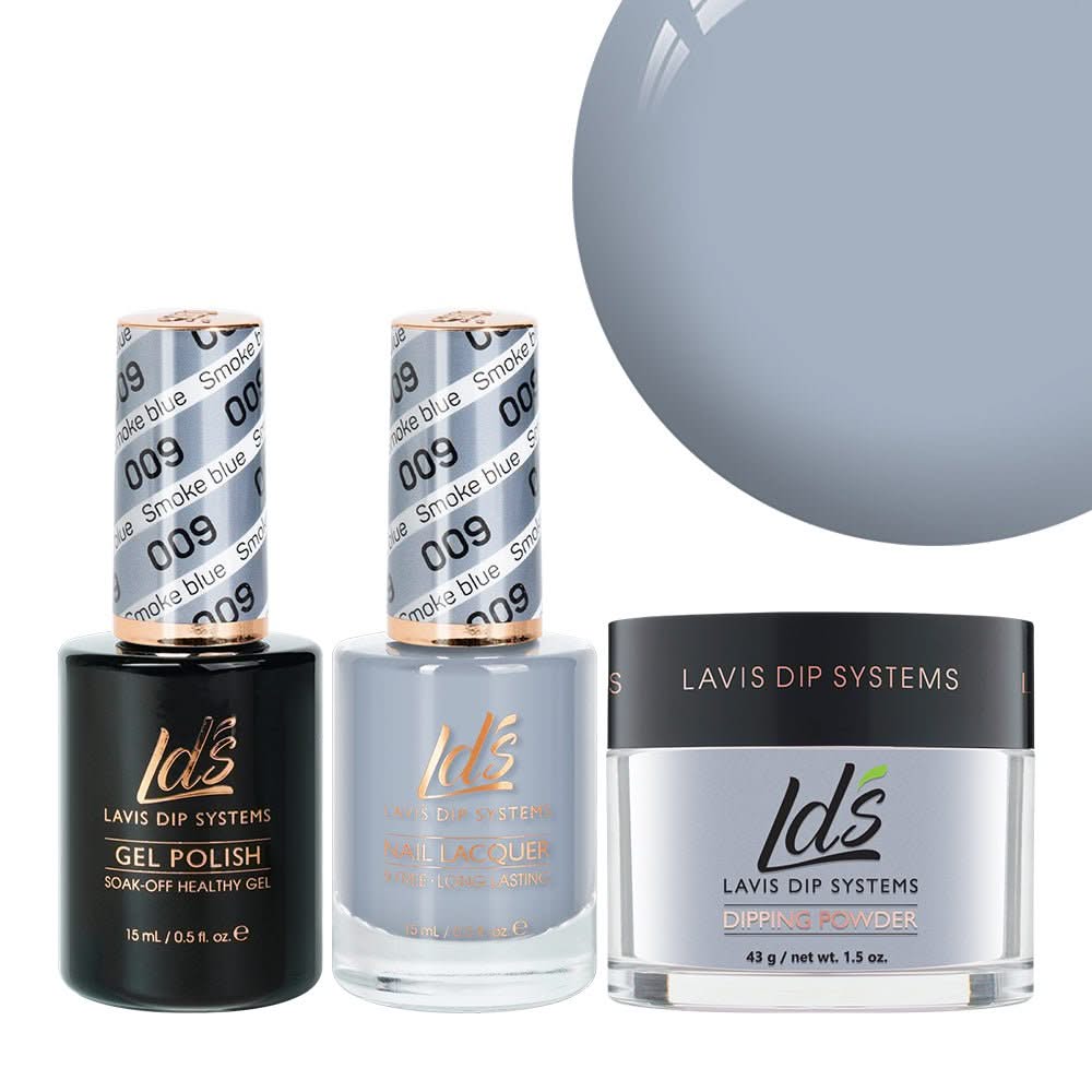 LDS 3 in 1 - 009 Smoke Blue - Dip, Gel & Lacquer Matching - DTK Nail Supply