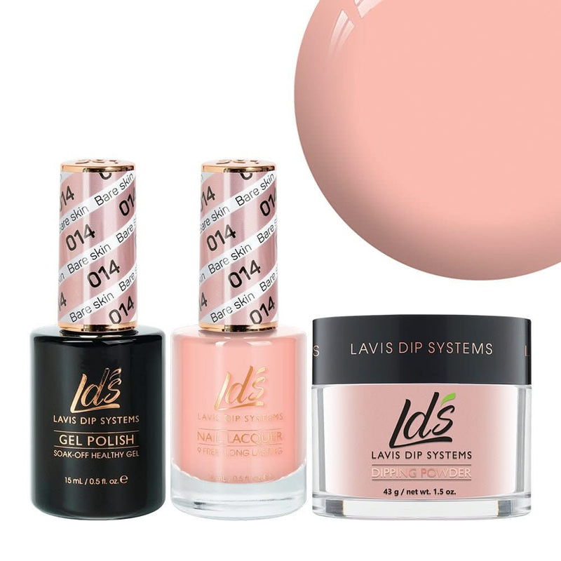 LDS 3 in 1 - 014 Bare Skin - Dip, Gel & Lacquer Matching - DTK Nail Supply