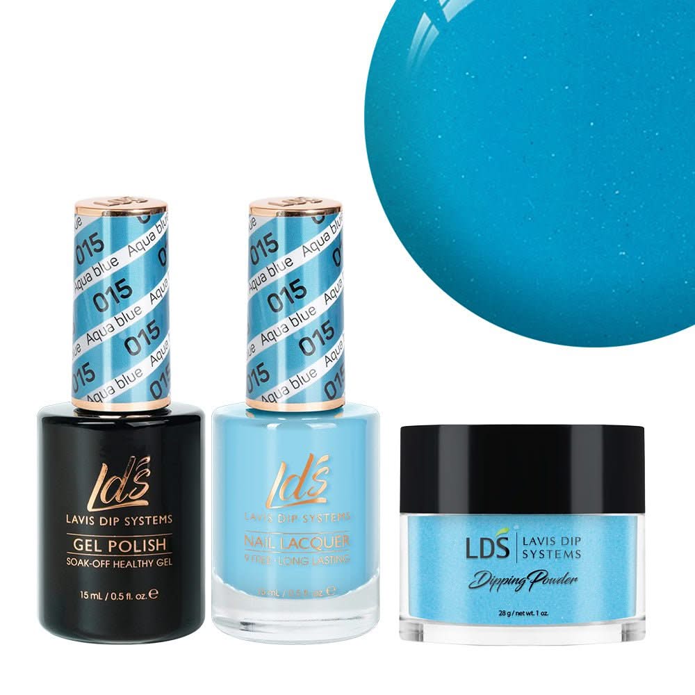 LDS 3 in 1 - 015 Aqua Blue - Dip, Gel & Lacquer Matching - DTK Nail Supply