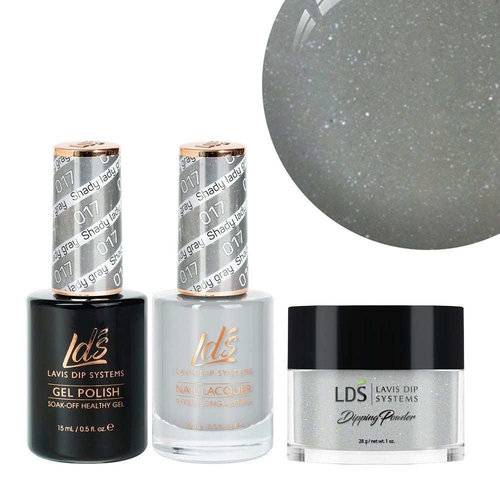 LDS 3 in 1 - 017 Shady Lady Gray - Dip, Gel & Lacquer Matching - DTK Nail Supply