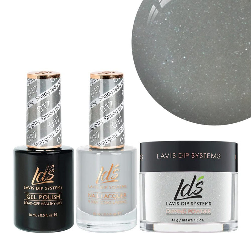 LDS 3 in 1 - 017 Shady Lady Gray - Dip, Gel & Lacquer Matching - DTK Nail Supply