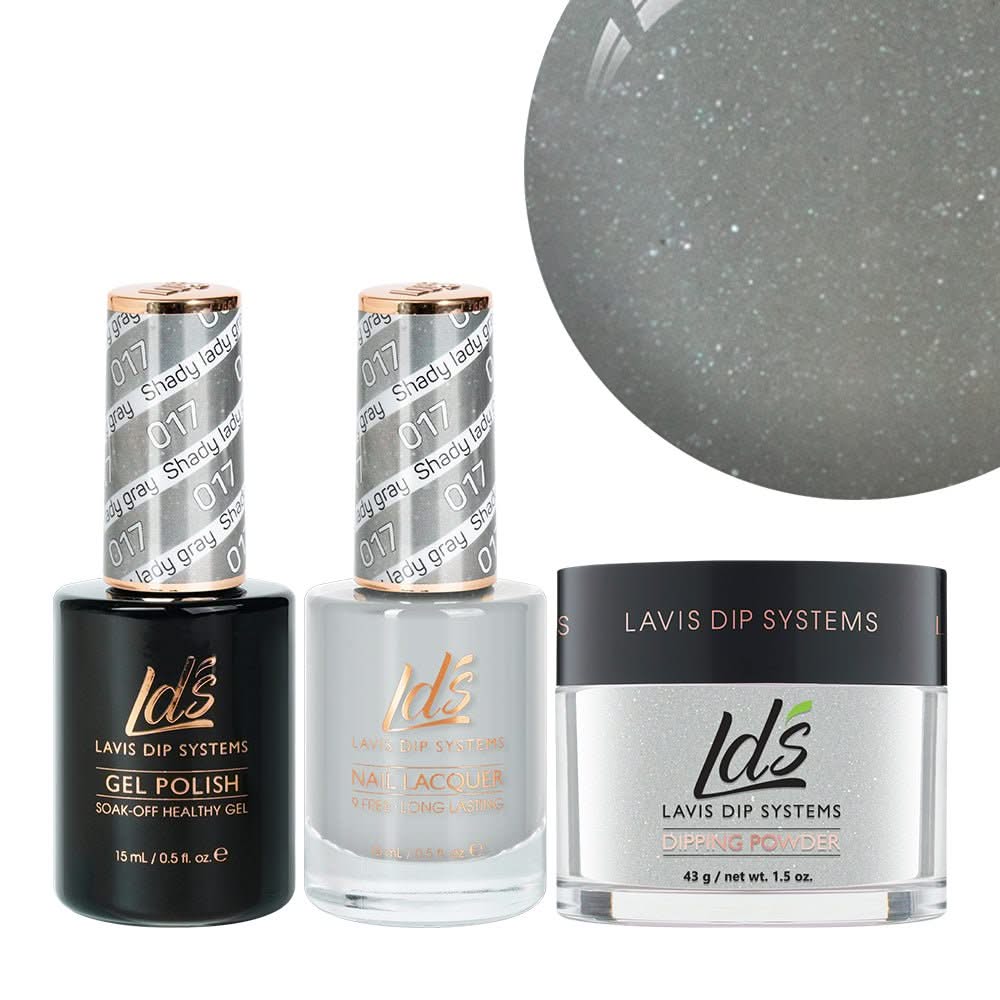 LDS 3 in 1 - 017 Shady Lady Gray - Dip, Gel & Lacquer Matching - DTK Nail Supply