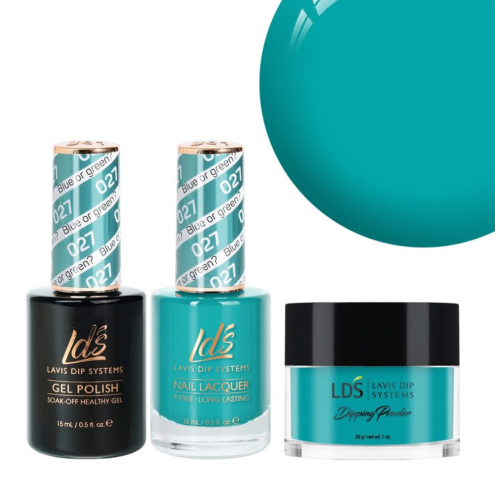 LDS 3 in 1 - 027 Blue Or Green - Dip, Gel & Lacquer Matching - DTK Nail Supply