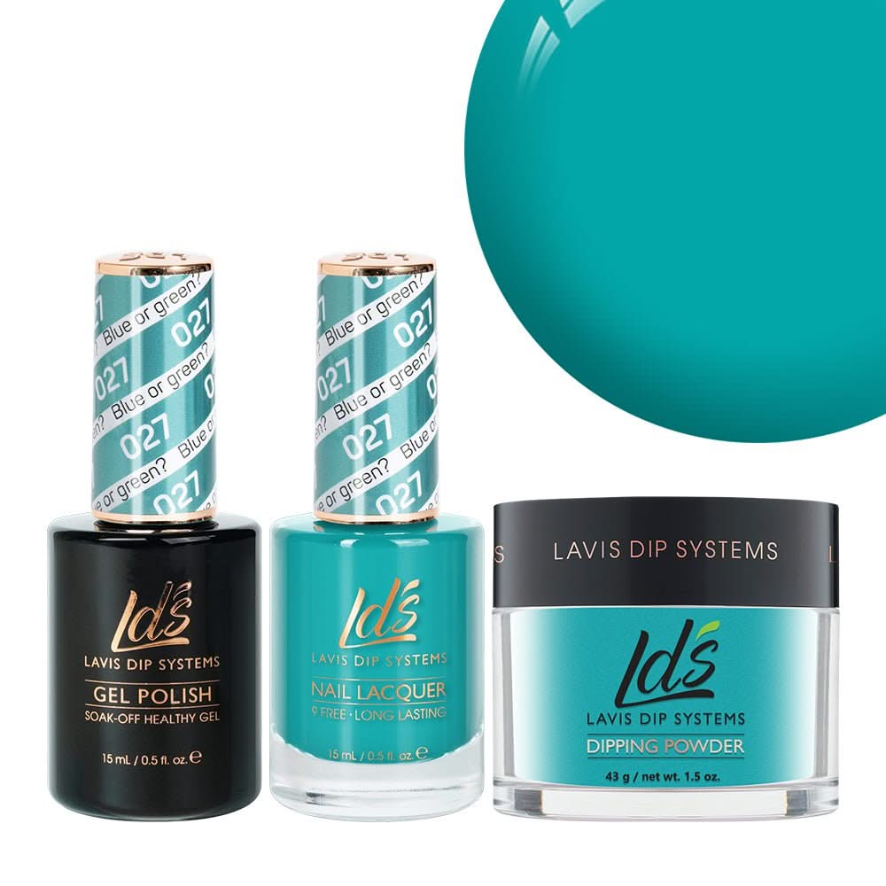 LDS 3 in 1 - 027 Blue Or Green - Dip, Gel & Lacquer Matching - DTK Nail Supply