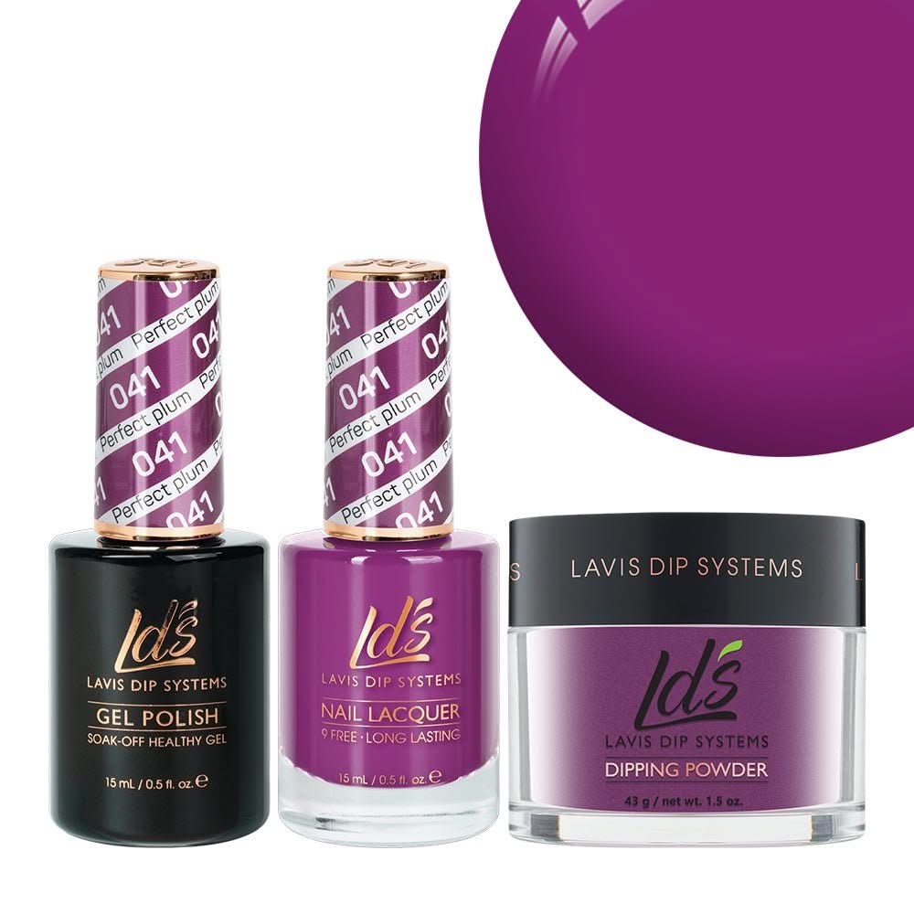 LDS 3 in 1 - 041 Perfect Plum - Dip, Gel & Lacquer Matching - DTK Nail Supply