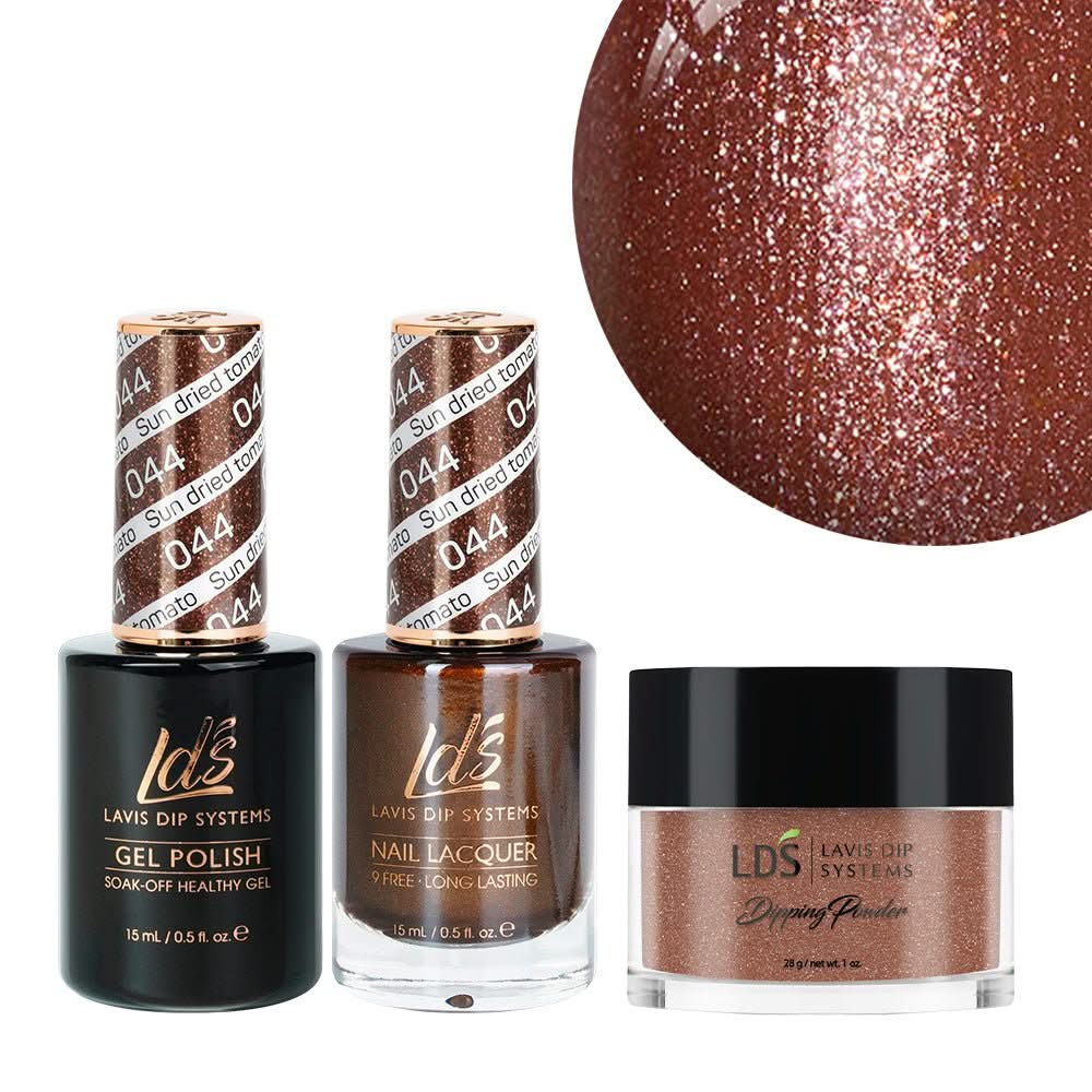 LDS 3 in 1 - 044 Sun Dried Tomato - Dip, Gel & Lacquer Matching - DTK Nail Supply