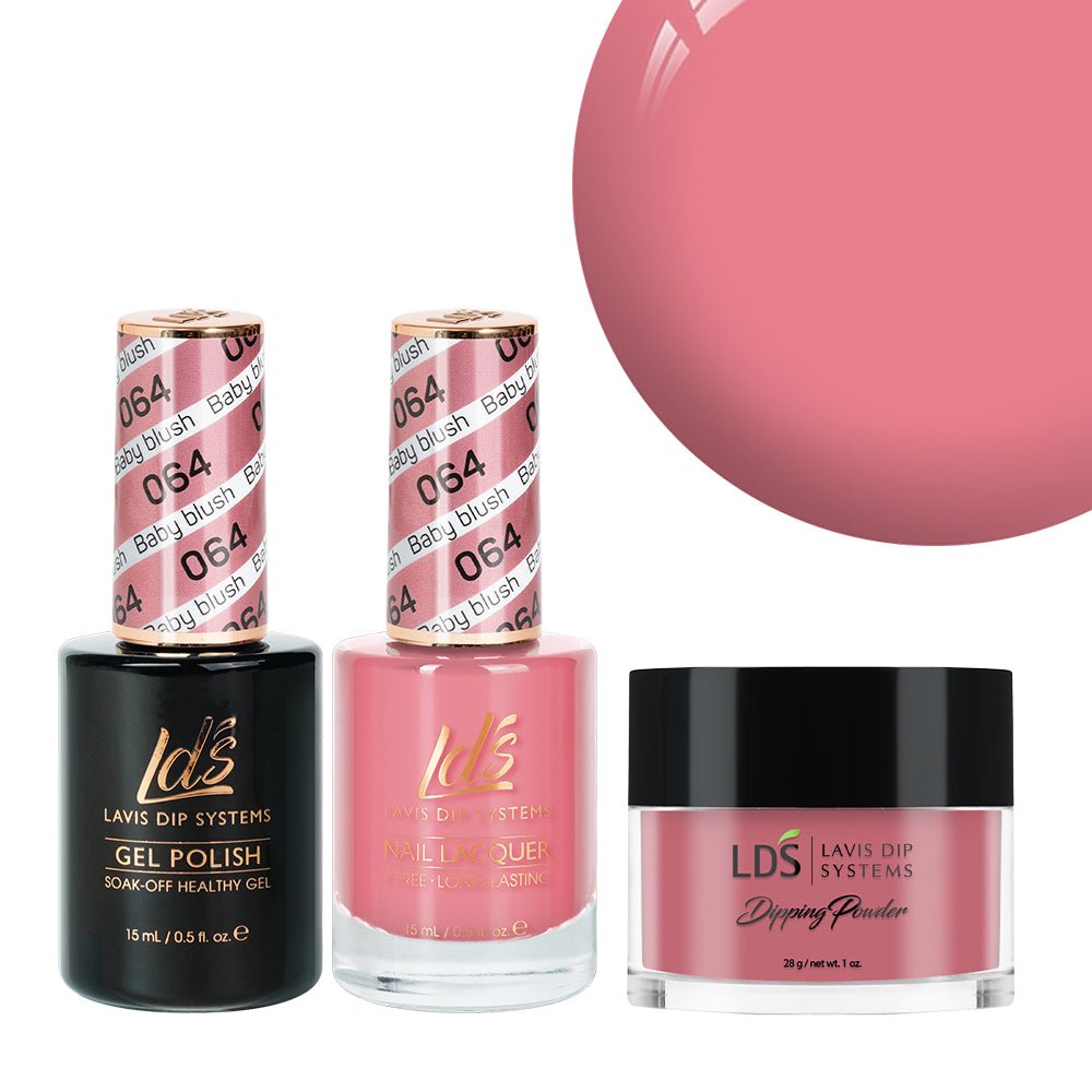 LDS 3 in 1 - 064 Baby Blush - Dip, Gel & Lacquer Matching - DTK Nail Supply