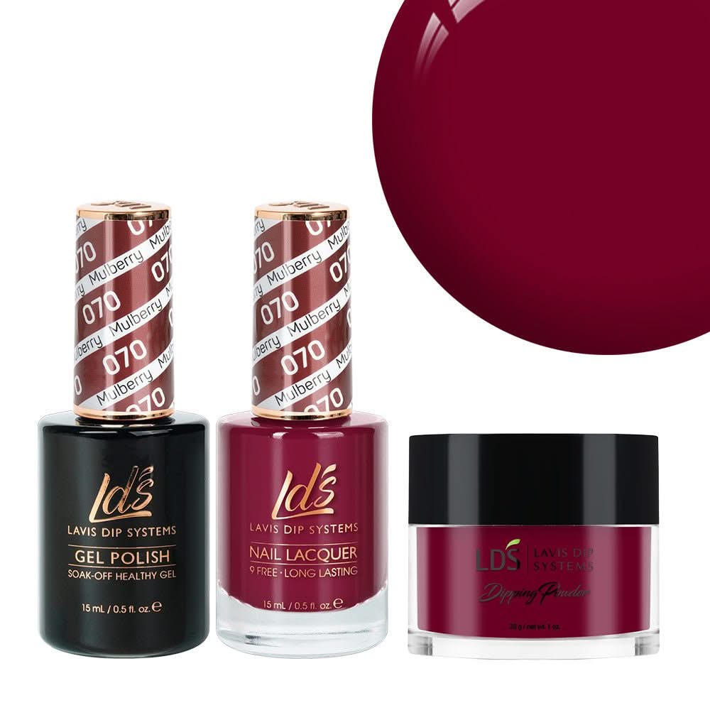 LDS 3 in 1 - 070 Mulberry - Dip, Gel & Lacquer Matching - DTK Nail Supply