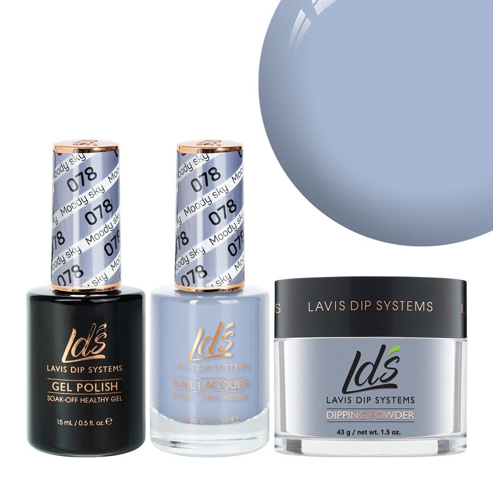 LDS 3 in 1 - 078 Moody Sky - Dip, Gel & Lacquer Matching - DTK Nail Supply