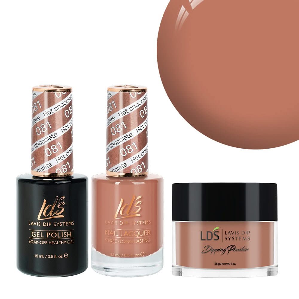 LDS 3 in 1 - 081 Hot Chocolate - Dip, Gel & Lacquer Matching - DTK Nail Supply