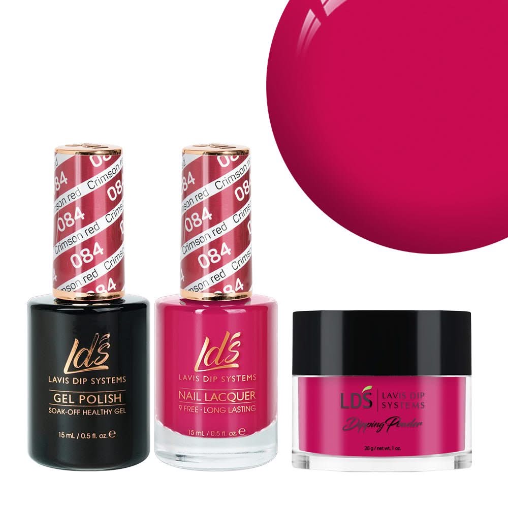 LDS 3 in 1 - 084 Crimson Red - Dip, Gel & Lacquer Matching - DTK Nail Supply