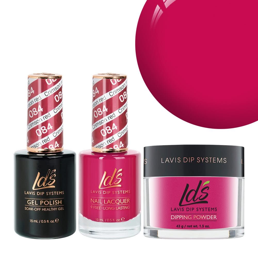 LDS 3 in 1 - 084 Crimson Red - Dip, Gel & Lacquer Matching - DTK Nail Supply