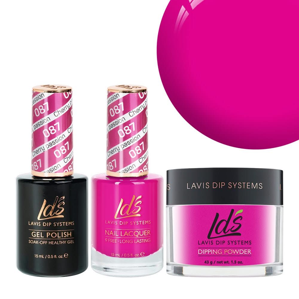LDS 3 in 1 - 087 Cherry Passion - Dip, Gel & Lacquer Matching - DTK Nail Supply