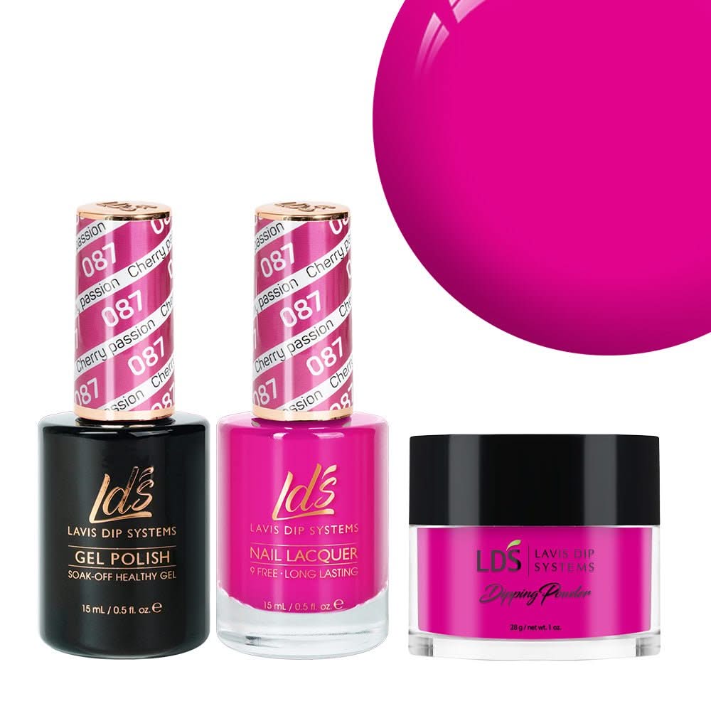 LDS 3 in 1 - 087 Cherry Passion - Dip, Gel & Lacquer Matching - DTK Nail Supply