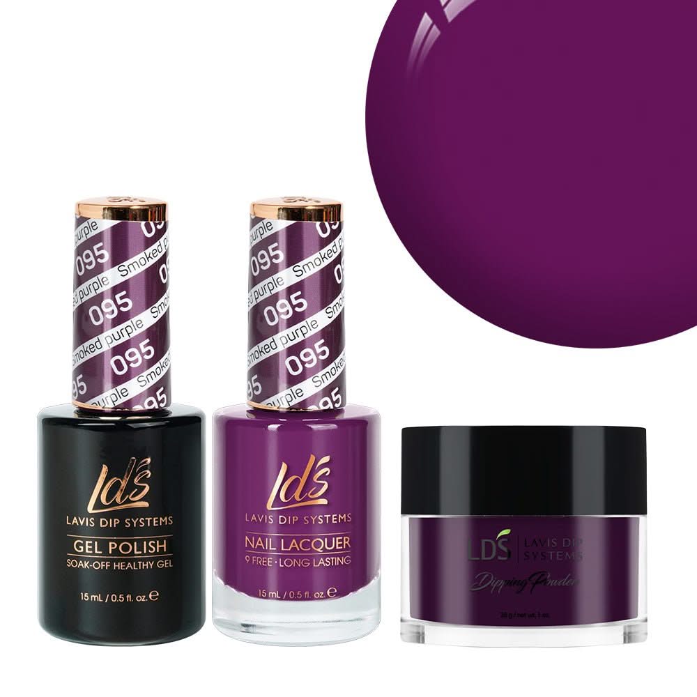 LDS 3 in 1 - 095 Smoked Purple - Dip, Gel & Lacquer Matching - DTK Nail Supply