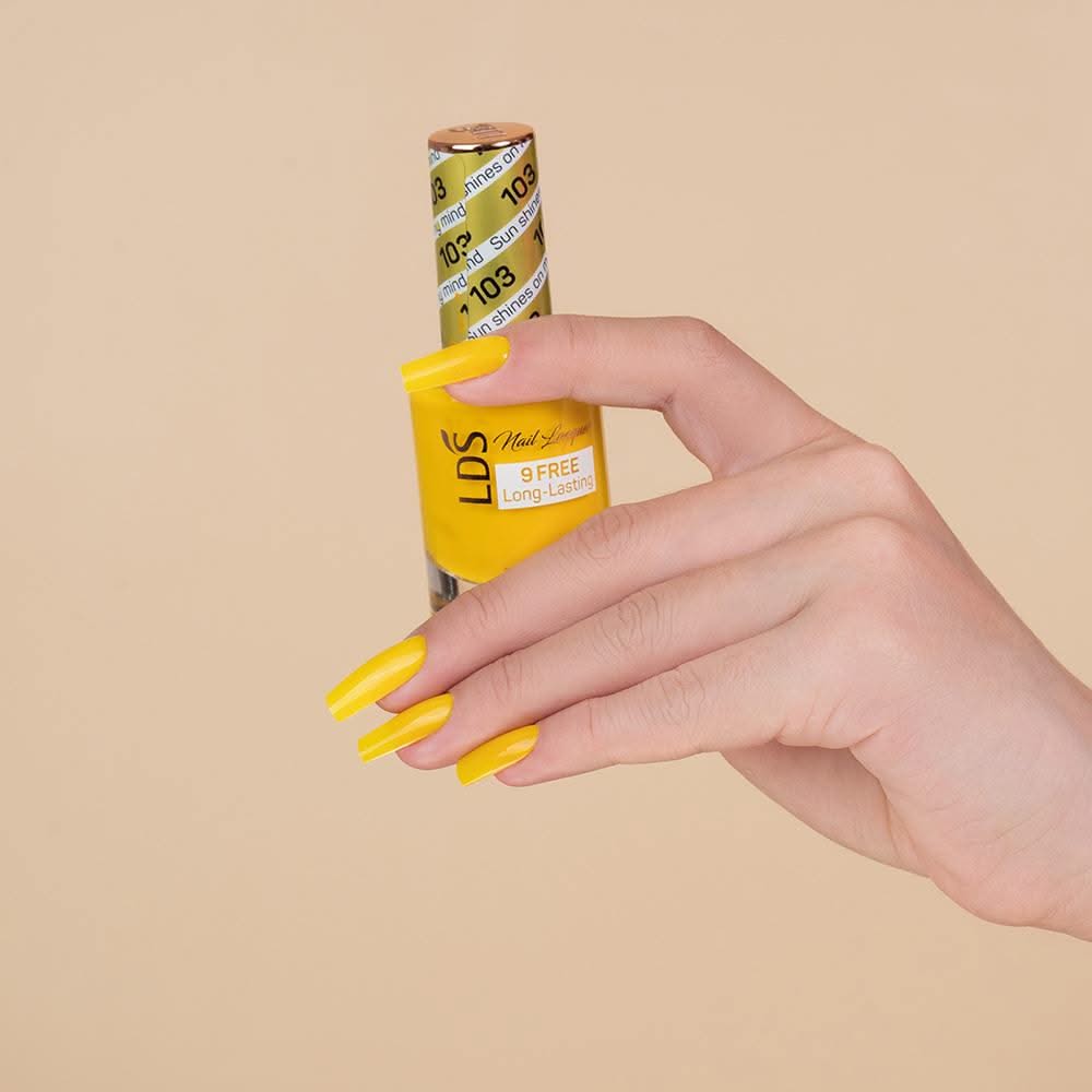 LDS 3 in 1 - 103 Sun Shines On My Mind - Dip (1oz), Gel & Lacquer Matching - DTK Nail Supply