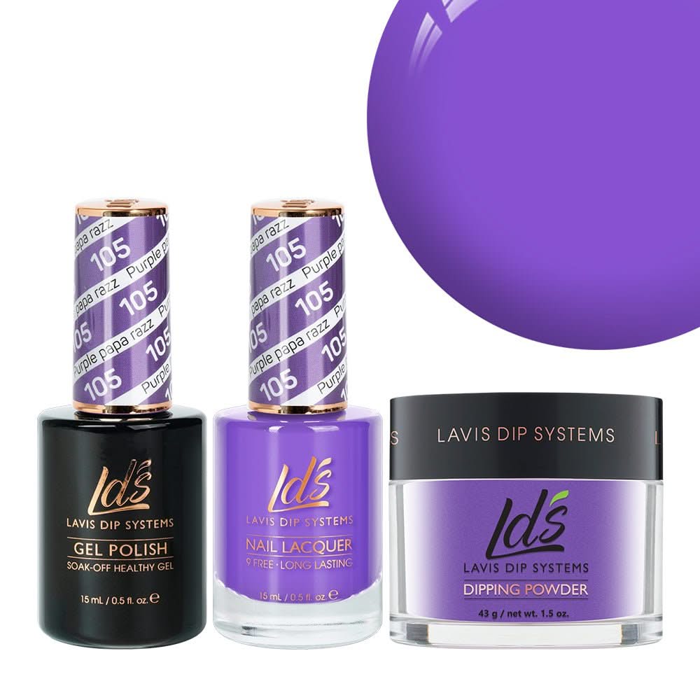 LDS 3 in 1 - 105 Purple Papa Razzi - Dip, Gel & Lacquer Matching - DTK Nail Supply
